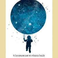 Personalizuotas vaikiškas žvaigždžių žemėlapis berniukui, plakatas su rėmeliu  Poster -  dovanokis.lt