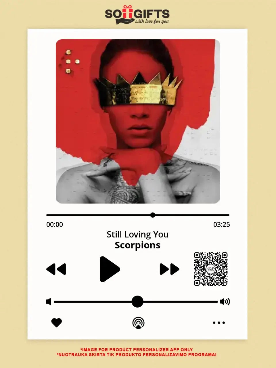 Personalizuotas "Apple Music" kūrinys su jūsų nuotrauka ir daina ant drobės  Drobe -  dovanokis.lt