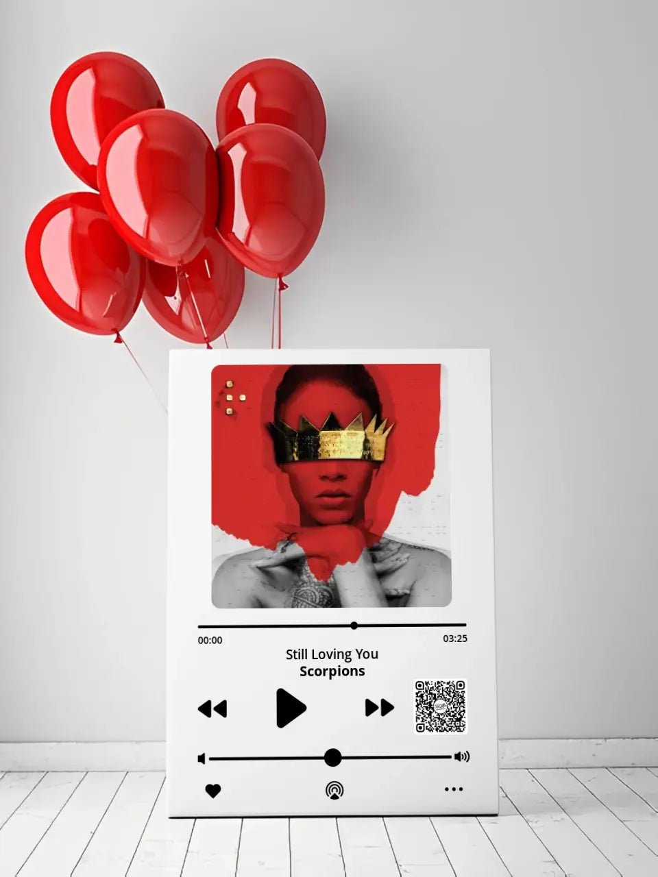 Personalizuotas "Apple Music" kūrinys su jūsų nuotrauka ir daina ant drobės