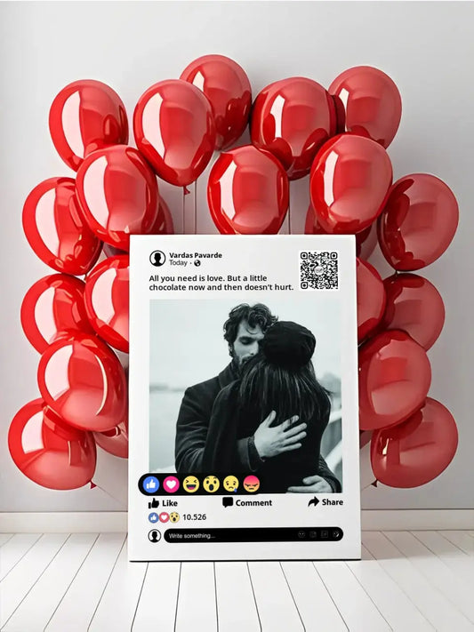 Personalizuotas "Facebook" dizaino kūrinys ant drobės su jūsų nuotrauka ir tekstu  Drobe -  dovanokis.lt