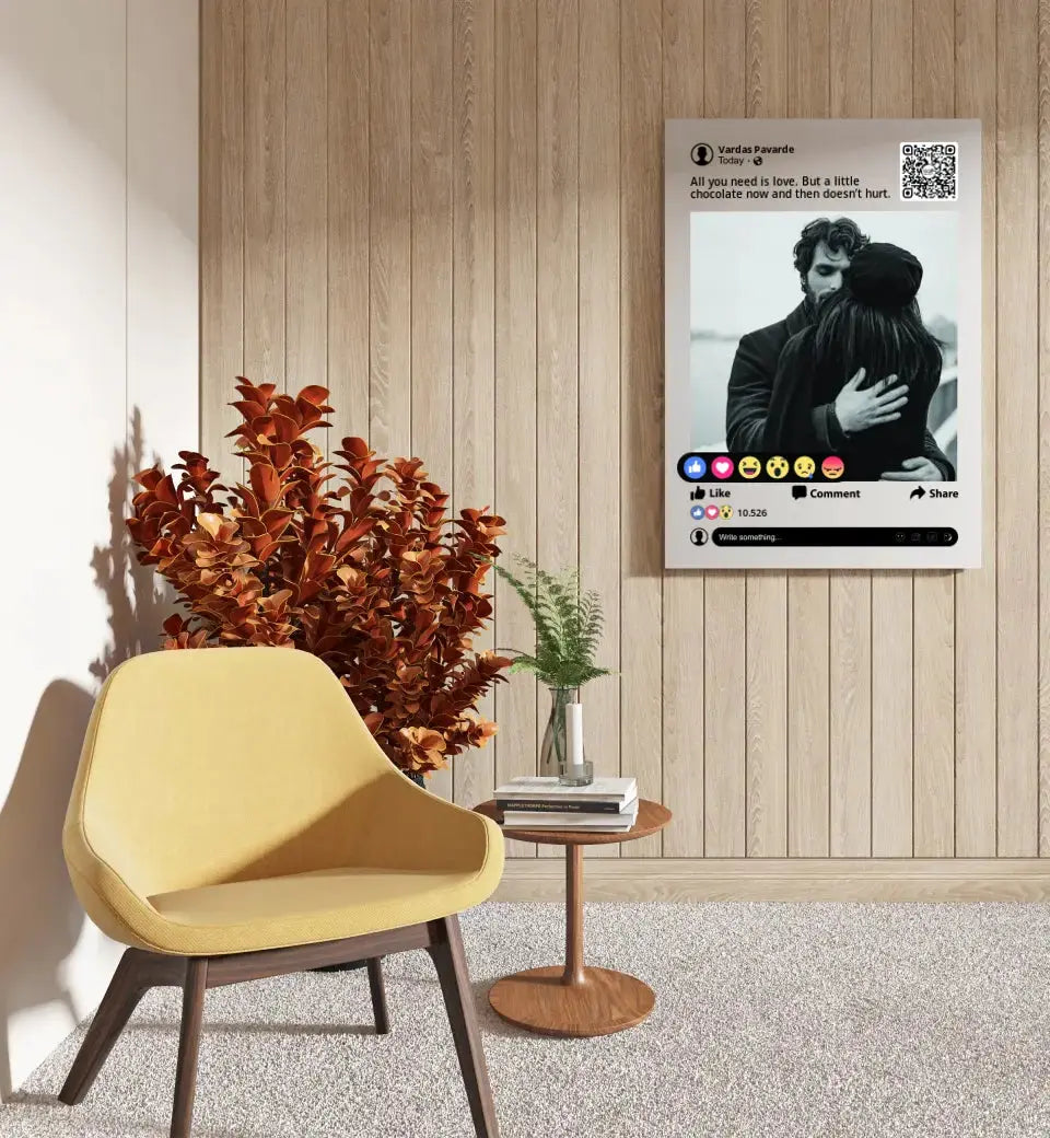 Personalizuotas "Facebook" dizaino kūrinys ant drobės su jūsų nuotrauka ir tekstu  Drobe -  dovanokis.lt