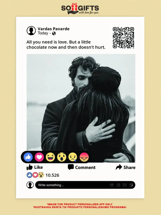 Personalizuotas "Facebook" dizaino kūrinys ant drobės su jūsų nuotrauka ir tekstu  Drobe -  dovanokis.lt