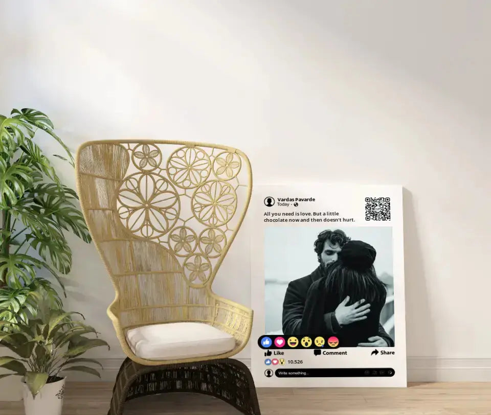 Personalizuotas "Facebook" dizaino kūrinys ant drobės su jūsų nuotrauka ir tekstu  Drobe -  dovanokis.lt