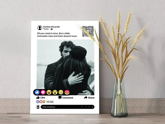 Personalizuotas "Facebook" dizaino kūrinys ant drobės su jūsų nuotrauka ir tekstu  Drobe -  dovanokis.lt