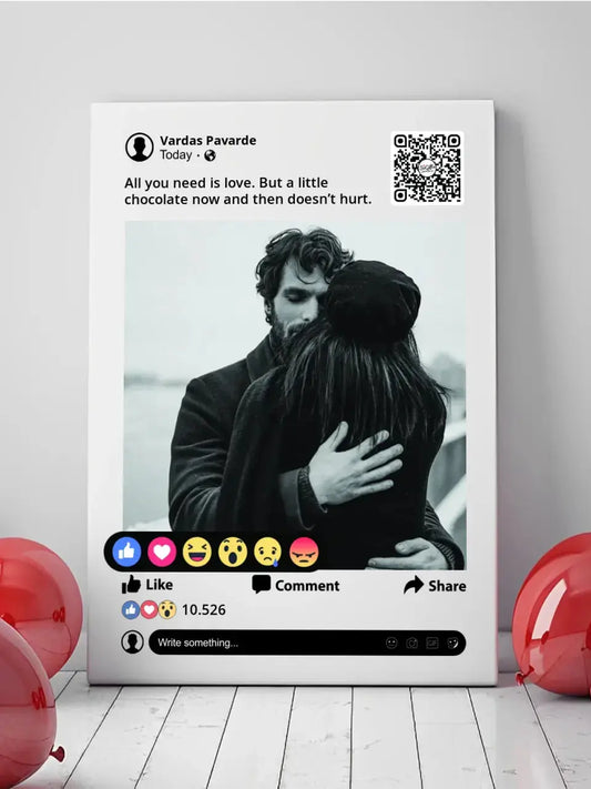 Personalizuotas "Facebook" dizaino kūrinys ant drobės su jūsų nuotrauka ir tekstu  Drobe -  dovanokis.lt