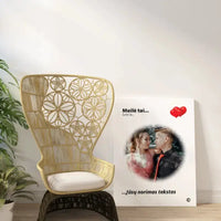 Personalizuotas "Love is" dizaino kūrinys ant drobės su jūsų nuotrauka ir citata  Drobe -  dovanokis.lt