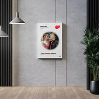 Personalizuotas "Love is" dizaino kūrinys ant drobės su jūsų nuotrauka ir citata  Drobe -  dovanokis.lt