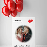 Personalizuotas "Love is" dizaino kūrinys ant drobės su jūsų nuotrauka ir citata  Drobe -  dovanokis.lt