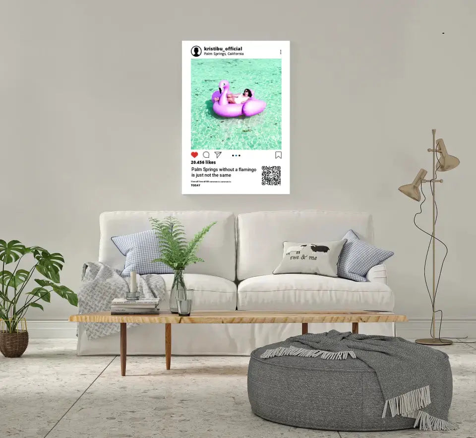 Personalizuotas "Instagram" dizaino kūrinys ant drobės su jūsų nuotrauka ir tekstais  Drobe -  dovanokis.lt