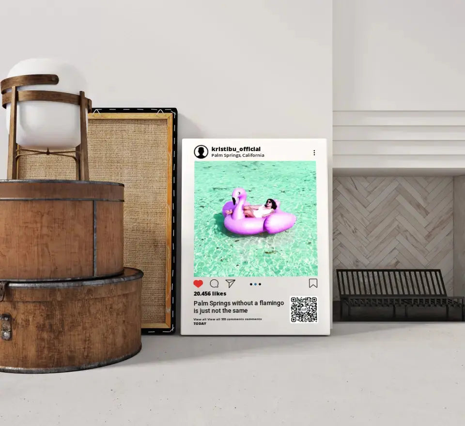 Personalizuotas "Instagram" dizaino kūrinys ant drobės su jūsų nuotrauka ir tekstais  Drobe -  dovanokis.lt