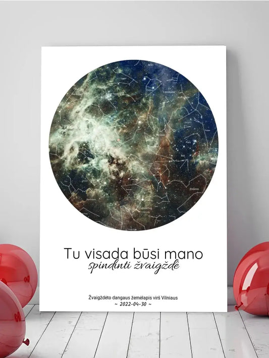 Personalizuotas žvaigždžių žemėlapis ant drobės, Tu visada būsi mano spindinti žvaigždė  Drobe -  dovanokis.lt