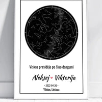 Personalizuotas žvaigždžių žemėlapis, plakatas su rėmeliu  Posteris(Plakatas) -  dovanokis.lt
