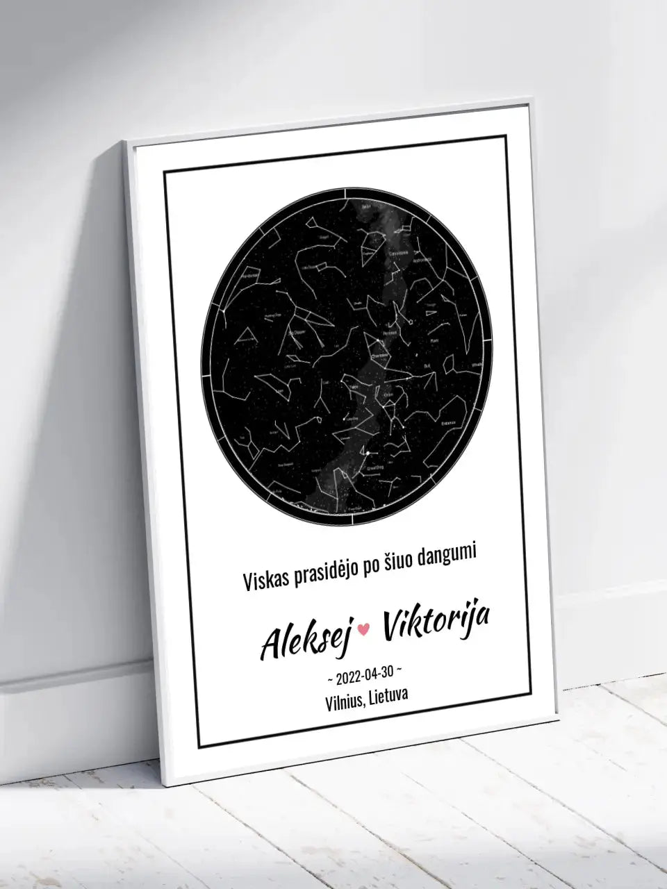 Personalizuotas žvaigždžių žemėlapis, plakatas su rėmeliu  Posteris(Plakatas) -  dovanokis.lt
