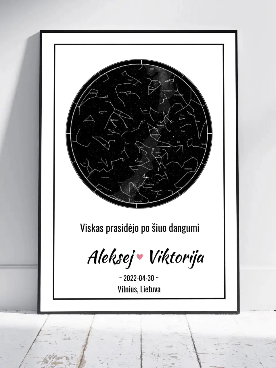 Personalizuotas žvaigždžių žemėlapis, plakatas su rėmeliu  Posteris(Plakatas) -  dovanokis.lt