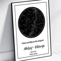 Personalizuotas žvaigždžių žemėlapis, plakatas su rėmeliu  Posteris(Plakatas) -  dovanokis.lt