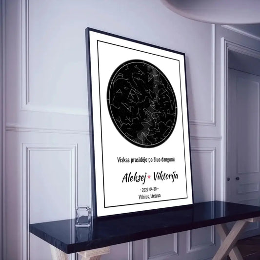 Personalizuotas žvaigždžių žemėlapis, plakatas su rėmeliu  Posteris(Plakatas) -  dovanokis.lt