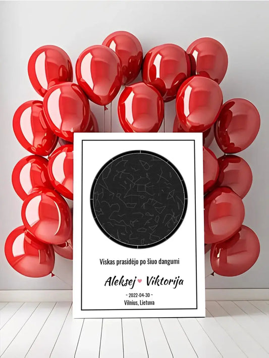 Personalizuotas žvaigždžių žemėlapis ant drobės  Drobe -  dovanokis.lt