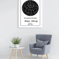Personalizuotas žvaigždžių žemėlapis, plakatas su rėmeliu  Posteris(Plakatas) -  dovanokis.lt
