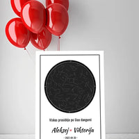 Personalizuotas žvaigždžių žemėlapis ant drobės  Drobe -  dovanokis.lt