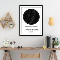 Personalizuotas žvaigždžių žemėlapis, plakatas su rėmeliu  Posteris(Plakatas) -  dovanokis.lt