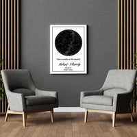 Personalizuotas žvaigždžių žemėlapis ant drobės  Drobe -  dovanokis.lt