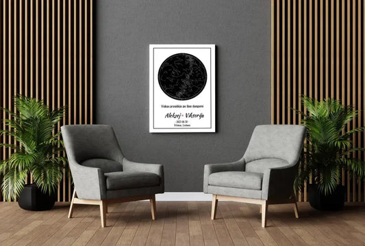 Personalizuotas žvaigždžių žemėlapis ant drobės  Drobe -  dovanokis.lt