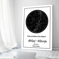 Personalizuotas žvaigždžių žemėlapis ant drobės  Drobe -  dovanokis.lt