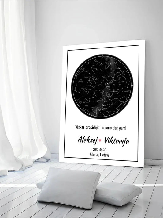 Personalizuotas žvaigždžių žemėlapis ant drobės  Drobe -  dovanokis.lt