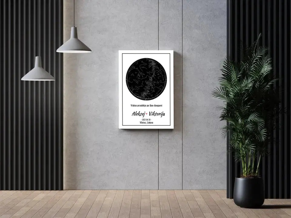 Personalizuotas žvaigždžių žemėlapis ant drobės  Drobe -  dovanokis.lt