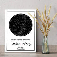 Personalizuotas žvaigždžių žemėlapis ant drobės  Drobe -  dovanokis.lt