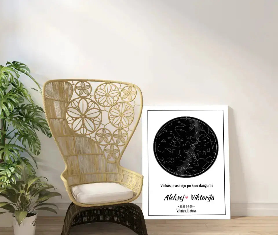 Personalizuotas žvaigždžių žemėlapis ant drobės  Drobe -  dovanokis.lt