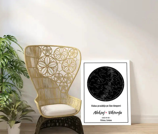 Personalizuotas žvaigždžių žemėlapis ant drobės  Drobe -  dovanokis.lt