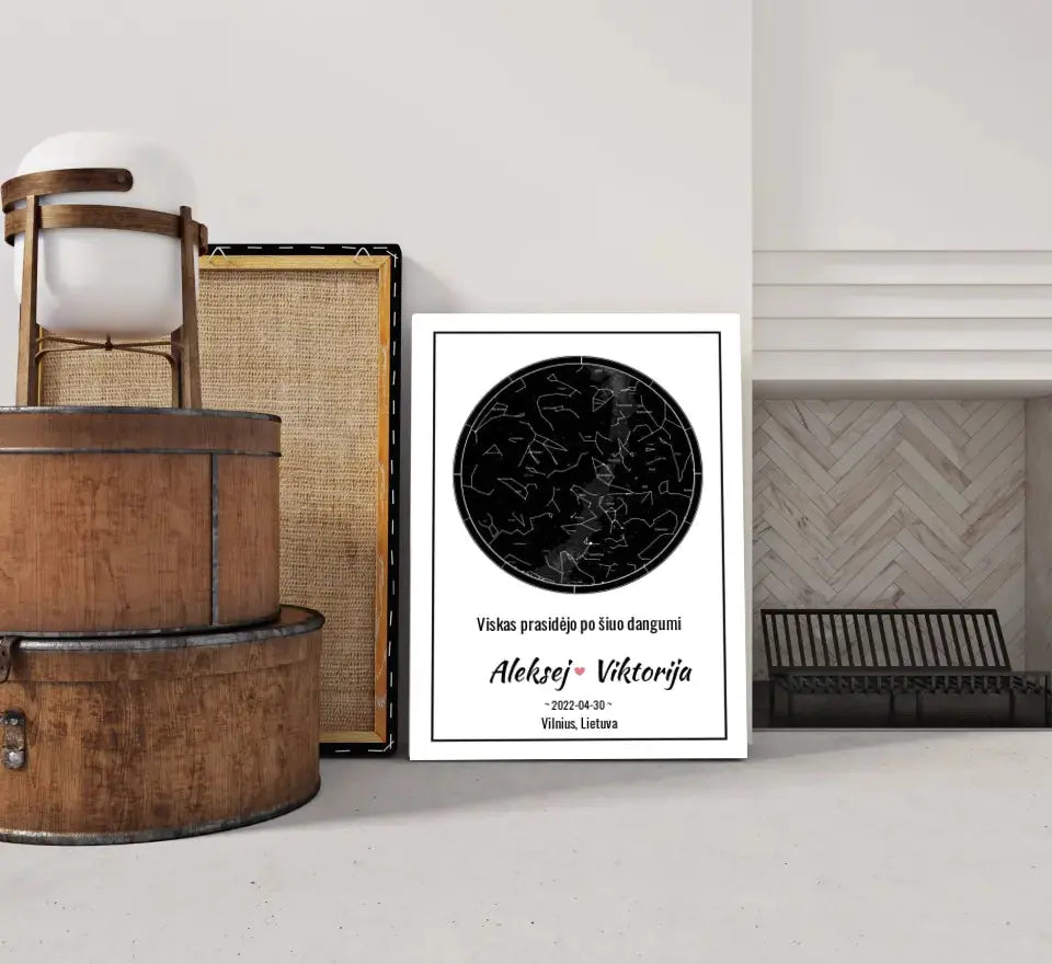 Personalizuotas žvaigždžių žemėlapis ant drobės  Drobe -  dovanokis.lt