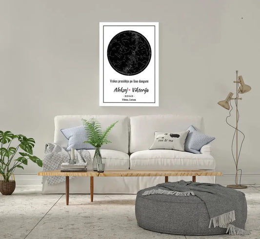 Personalizuotas žvaigždžių žemėlapis ant drobės  Drobe -  dovanokis.lt