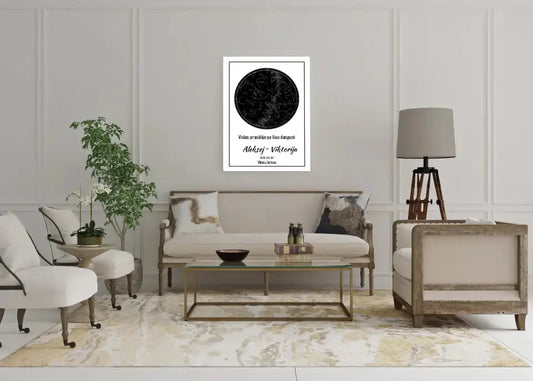 Personalizuotas žvaigždžių žemėlapis ant drobės  Drobe -  dovanokis.lt