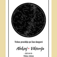 Personalizuotas žvaigždžių žemėlapis ant drobės  Drobe -  dovanokis.lt