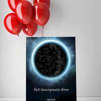 Personalizuotas žvaigždžių žemėlapis su fonu ant drobės  Drobe -  dovanokis.lt