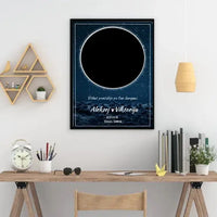 Personalizuotas žvaigždžių žemėlapis su mėlynu fonu, plakatas su rėmeliu  Poster -  dovanokis.lt