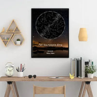 Personalizuotas žvaigždžių žemėlapis, plakatas su rėmeliu  Poster -  dovanokis.lt