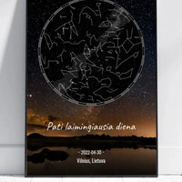 Personalizuotas žvaigždžių žemėlapis, plakatas su rėmeliu  Poster -  dovanokis.lt