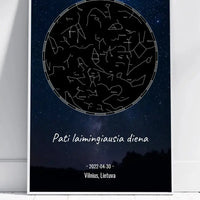 Personalizuotas žvaigždžių žemėlapis, plakatas su rėmeliu  Poster -  dovanokis.lt
