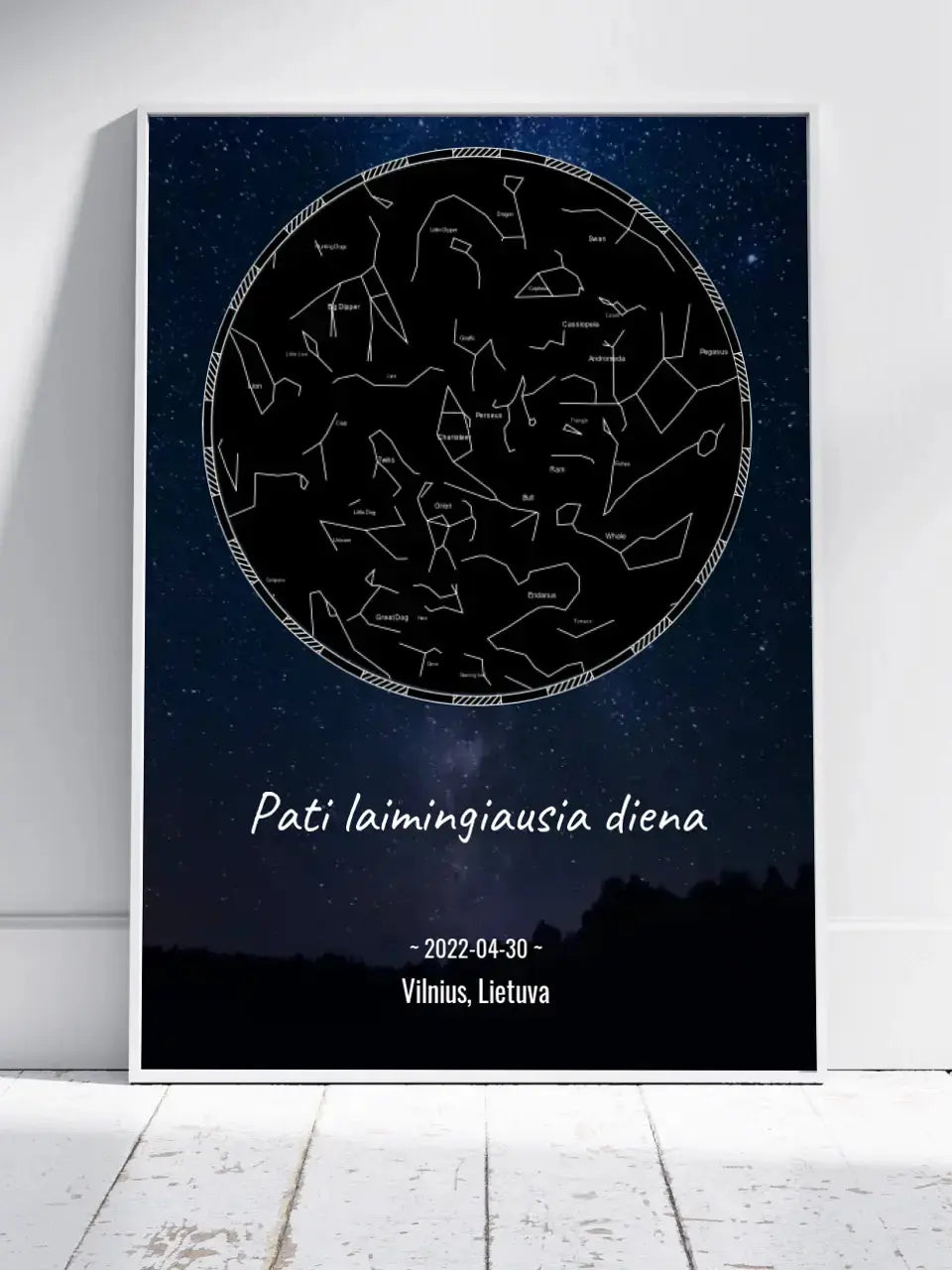 Personalizuotas žvaigždžių žemėlapis, plakatas su rėmeliu  Poster -  dovanokis.lt