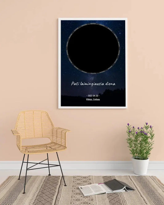 Personalizuotas žvaigždžių žemėlapis, plakatas su rėmeliu  Poster -  dovanokis.lt