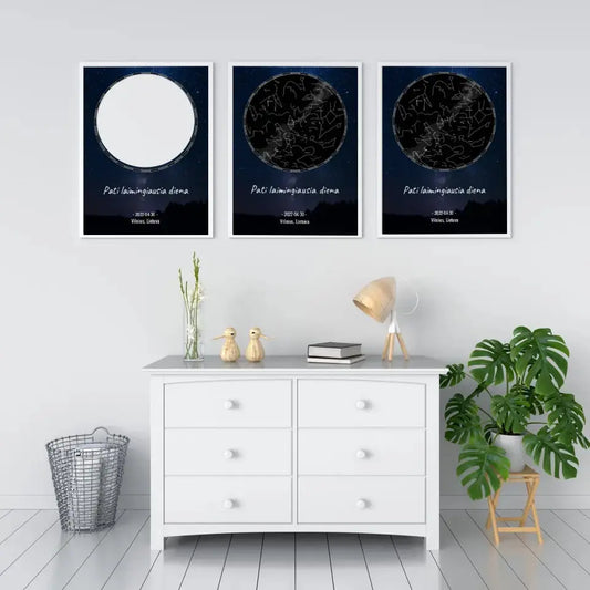 Personalizuotas žvaigždžių žemėlapis, plakatas su rėmeliu  Poster -  dovanokis.lt