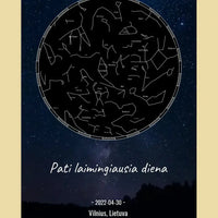 Personalizuotas žvaigždžių žemėlapis, plakatas su rėmeliu  Poster -  dovanokis.lt