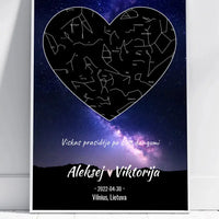 Personalizuotas žvaigždžių žemėlapis, plakatas su rėmeliu  Poster -  dovanokis.lt