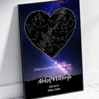 Personalizuotas žvaigždžių žemėlapis, plakatas su rėmeliu  Poster -  dovanokis.lt