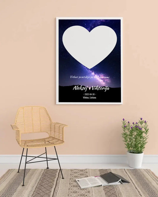 Personalizuotas žvaigždžių žemėlapis, plakatas su rėmeliu  Poster -  dovanokis.lt