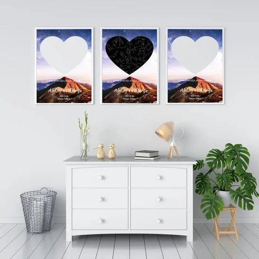 Personalizuotas žvaigždžių žemėlapis, plakatas su rėmeliu  Poster -  dovanokis.lt