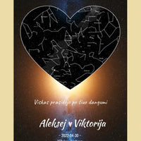 Personalizuotas žvaigždžių žemėlapis, plakatas su rėmeliu  Poster -  dovanokis.lt